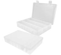 2 pcs Case di archiviazione multi-griglia trasparenti perline per perle di