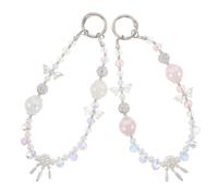 2 Pcs Catena Per Telefono in Cristallo Cordino Da Polso Cellulare Con Perline