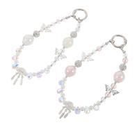 2 Pcs Catena Per Telefono in Cristallo Cordino Da Polso Cellulare Con Perline