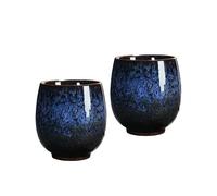 2 Pcs Ceramic Kung Fu Tea Cups Set Unique Design Water Cups for Home Tea Ceremony, Relaxation, and Tea Ceremonies Blue