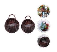 2 Pcs Cestini Da Appendere Cestino Di Fiori Tessuto Mano Stoccaggio Parete