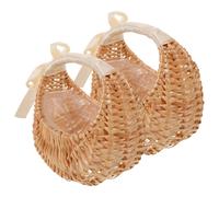 2 Pcs Cesto Di Fiori Salice Cestino Vimini Con Manico Simpatico Per Ragazza