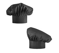2 PCS Chef Hat for Man & Women, Adjustable Adult Kitchen Chef cap, Breathable Chef cap Cafe Restaurant Hats, Unisex Chef Hat for Adult Pastry Chef Bar Home Hotel (Black)
