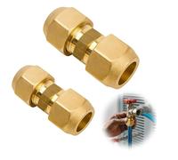 2 PCS Climatizzatore Doppio Nipplo per Tubi in Rame, 1/4 Pollici E 3/8 Pollici, Connettore per Tubi Di Rame Con Doppio Nipplo E Dado Di Accoppiamento, Giunto per Tubi Ac Senza Saldatura per Sanitari