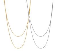 2 PCS collana donna, Collana Catena Serpente Oro Collana Spina Pesce Donna Girocollo Acciaio Inossidabile Catena Piatta Gioielli Catena Serpente Oro/Argento Regolabile per Donne Ragazza