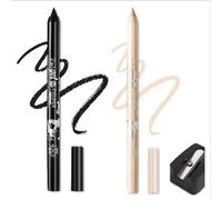 2 Pcs Colorato Gel Glitter Eyeliner, Eyeliner impermeabile Labbra Liner Ombra occhi Matite sopracciglia Penna Eye Makeup (01 Nero e 03 Nudo)