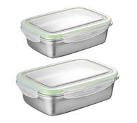 2 Pcs Contenitori Per Alimenti Inox Acciaio Contenitore Di Stoccaggio Metallo