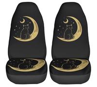 2 PCS Coprisedile Auto Anteriore Cat Sitting On The Crescent Moon Copri-Sedile Impermeabile Coprisedili Auto Accessori per per Donne E Uomini Berline 52X138 Cm