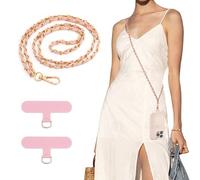 2 PCS Cordino Catena per Cellulare da Collo 120cm/30cm, Toppa per Cordino Cellulare x4 Catena Tracolla Cellulare Catenella per Cellulare Donna, per Borse e Portafogli,Tracolla Cellulare Donna (Rose)