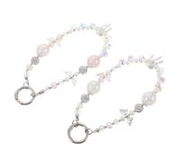 2 Pcs Cordino Per Telefono Con Perline Catena Cristallo Da Polso Cellulare