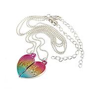 2 PCS Creativo BFF Collana con Ciondolo a Cuore a metà Collana in Lega con Gradiente colorato Best Friend con Catena in Rilievo Strumento Fai-da-Te per la casa