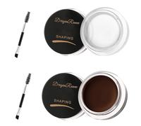 2 PCS Crema per Sopracciglia con Pennelli, Gel Modellante Trasparente e Pomata Colorata Marrone Scuro, Balsamo e Cera Styling per Sopracciglia