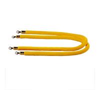 2 Pcs Crowd Control Barrier Ropes with Stainless Steel Hooks,4.9ft Velvet Stanchion Rope Yellow, for Museum/Gallery/Photography Exhibition(Silver Hooks)