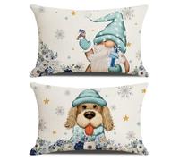 2 Pcs Cuscini Natalizi per Letto,Federe Cuscini Natalizi 50x30,Decorazioni Natalizie Lino,Quadrate per Cuscino per Divano,Federa a Tema Natalizio,Per Casa Addobbi Soggiorno Sedia Decorativi (Stile-C)