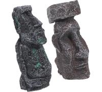 2 Pcs Decorazione Moai in Resina Statua Decorativa Figurina Desktop