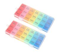2 Pcs Detachable Medicine Chest 7 Days 21 Compartments English Printed Pills Storage Box Portable Plastic Box