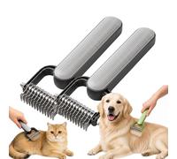2 PCS Double Sided Dematting Comb for Dogs and Cats,Undercoat Rake Pet Grooming Tool for Shedding,Stainless Steel Deshedding Brush,for Long Haired & Thick Coat Pets (Gray, S)