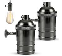 2 Pcs E27 Vintage Portalampada, Edison retro lampada a Sospensione, Edison Stile Vintage Retro con Interruttore ON/OFF, lampada a Sospensione