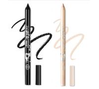 2 Pcs Eyeliner Metallic Glitter Eye Liner Matita per Donne,Eyeliner impermeabile Labbra Liner Ombra occhi Matite sopracciglia Pen Eye Makeup (01 Nero e 03 Nudo)