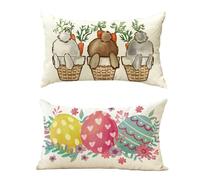 2 pcs Federa per cuscino con coniglietto di Pasqua, Decorazioni Primavera - Cuscini Letto Decorativi e Cuscini Pasquali - Perfetti per il Divano, Federe Cuscino 50 x 30 cm - Set di Cuscini Decorativi