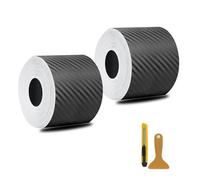 2 PCS Fibra di Carbonio per Auto 3cm x 5m, Strisce Protettive Adesive per Soglie Portiere Auto, Protezione Paraurti Antigraffio con Spatola e Raschietto, Impermeabile e Resistente