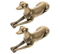 2 Pcs Figurina Ottone Statua Di Cane Decorazione Statuina Ornamento Del