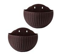 2 pcs fioriera appesa a parete pentole a sospensione di fiori a semicerchio cestini pianta in plastica pentola di fiori con drenaggio e ganci per recinzione piccola, caffè