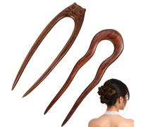 2 Pcs Forcina per Capelli A Forma di U, Forcine in Stile Francese, Semplice Fermaglio per Capelli in legno, Punte Perni di Chignon Updo per Ragazze Donne Bun Capelli Styling Accessor