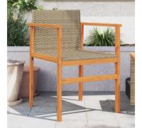 2 Pcs Garden Chairs Beige Outdoor Furniture Set with PE Rattan Wicker and Solid Acacia Wood Frame, Comfortable Patio Dining Seating for Balcony Terrace Backyard, Max Load 110kg per Chair, UV Resistant