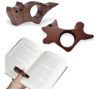 2 Pcs Gatto Segnalibro Legno con Supporto Pollice, Supporto per Pagine Libro, Porta Pagina, Carino Vintage Segnalibro per Pollice Naturale, Ideale Regalo per Appassionati di Libri e Accessori Lettura