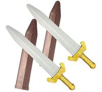 2 PCS Giocattolo Spada con Guaina di Halloween 19 in Long Medieval Knight Spada Sicuro Cosplay Falso Plastica per Giocare Giocattoli da Combattimento per Ragazzi per Giocare a guerrieri Romani, Gioca