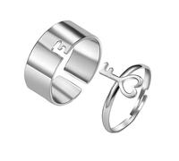 2 PCS Gotico Punk Love Key Coppia Anello Set Gioielli in Argento Vintage Regolabile Anelli Gioielli Regalo per Le Donne Clever Design