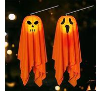 2 PCS Halloween Lanterna Di Stoffa Decorazione,Halloween Pieghevoli Lanterne,Halloween Hanging Fantasmi Che Ridono Con Luci LED,Manica a Vento Fantasma,Fantasma Halloween Decorazioni Horror (B)