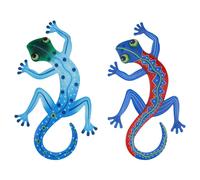 2 PCS Hanging Gecko Metal Decorazione Murale Forma Di Geco Da Parete