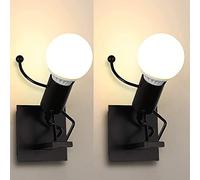 2 Pcs Humanoid creative applique da parete moderna arte decorativa faretti murali industriali lampada max 60W E27 Lampadina per camera da letto camera dei bambini corridoio ristorante scale