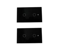2 PCS Interruttore Touch da Parete WiFi 2.4G + BLE + RF 433MHz, Vetro Temperato Nero, 2 Tasti, 120X72X38mm Per Scatola 503 Italiano, App TUYA Smart Life