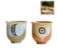 2 pcs Japanese Tea Cups-Chinese Kungfu Teacups, 2.5oz Ceramic Tea Cups Gift for Women Men Adults, Handmade Vintage Elegant Handle-Less Asian Porcelain Teacups for Home, Party, Office