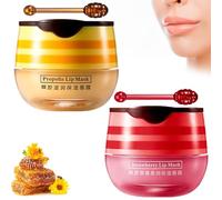2 Pcs Julia's Bees Lip Balm, Honey Pot Lip Balm, Rich Natural Formula, Propolis Bee Balm Lip Balm Honey Pot, with Applicator, Exfoliating Honey Pot Lip Balm Sleeping Lip Mask