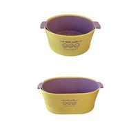 2 PCS Kitchen Washbas Food Strainer Drain Basket Rotating Drainer Double-Layer Basin Vegetable Fruit Washing Strainer