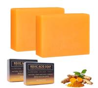 2 Pcs Kojic Acid Soap,Saponetta Alla Curcuma,Sapone da Bagno All'acido Cogico Curcuma,Sapone All'acido Kojico,per Viso e Corpo(2 * 100g)