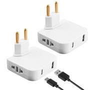 2 PCS Ladro di Spine Piatto con USB + Adattatore USB-C, Design Ultra-Sottile per Spazi Ristretti, Testa Girevole a 180°, Compatibile con Prese Europee e Americane 220V
