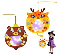 2 PCS Lanterna Bambini, LED Lanterna Bambino, Novità 2025 Halloween Lanternas con Bastone, Cervo E Orso Lanternas Creativa Bambini, Adatto per Halloween, Giorno di San Martino E Natale