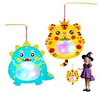 2 PCS Lanterna Bambini, LED Lanterna Bambino, Novità 2025 Halloween Lanternas con Bastone, Tigre e Dinosauro Lanternas Creativa Bambini, Adatto per Halloween, Giorno di San Martino E Natale