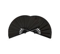 2 Pcs Large Folding Fan Nylon Cloth Handheld Folding Fan Chinese Kung Fu Tai Chi Fan Decoration Fold Hand Fan for Party Favors (black) TW