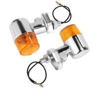 2 pcs lenti arrotondate ambra universali da 12 V Luci di svolta di motociclette Lampade compatibili con la maggior parte delle bici(A Chrome)