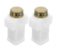 2 Pcs Lumino Per Cimitero Candele Commemorative Decorazioni Tombe Senza Fiamma