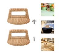 2 Pcs Manico Del Coperchio Della Pentola Con Venature Legno Pomello in