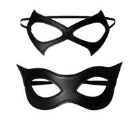 2 PCS Maschera Gatto Nero Donna, Mezze Maschere da Gatto per Halloween | Maschera da Gatto Nera in Pelle PU, Elegante e Leggera, Maschera Gatto Sexy per Halloween, Cosplay, Mascherata