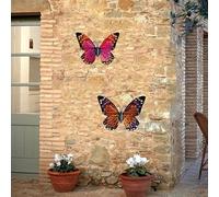 2 pcs Metal Butterfly Yard Art, Metal Butterfly Garden Stake Decorations, Butterfly Flower Garden Stake Decorative, Yard Stake, Easy to Hang(Butterfly B)