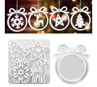 2 Pcs Moules en Résine de Noël, Moule en Silicone pour Pendentif de Noël Moule Silicone Resine Époxy Noël, la Fabrication de Flocon de Neige, D'arbre, Renne Bricolage Cadeaux de Noël